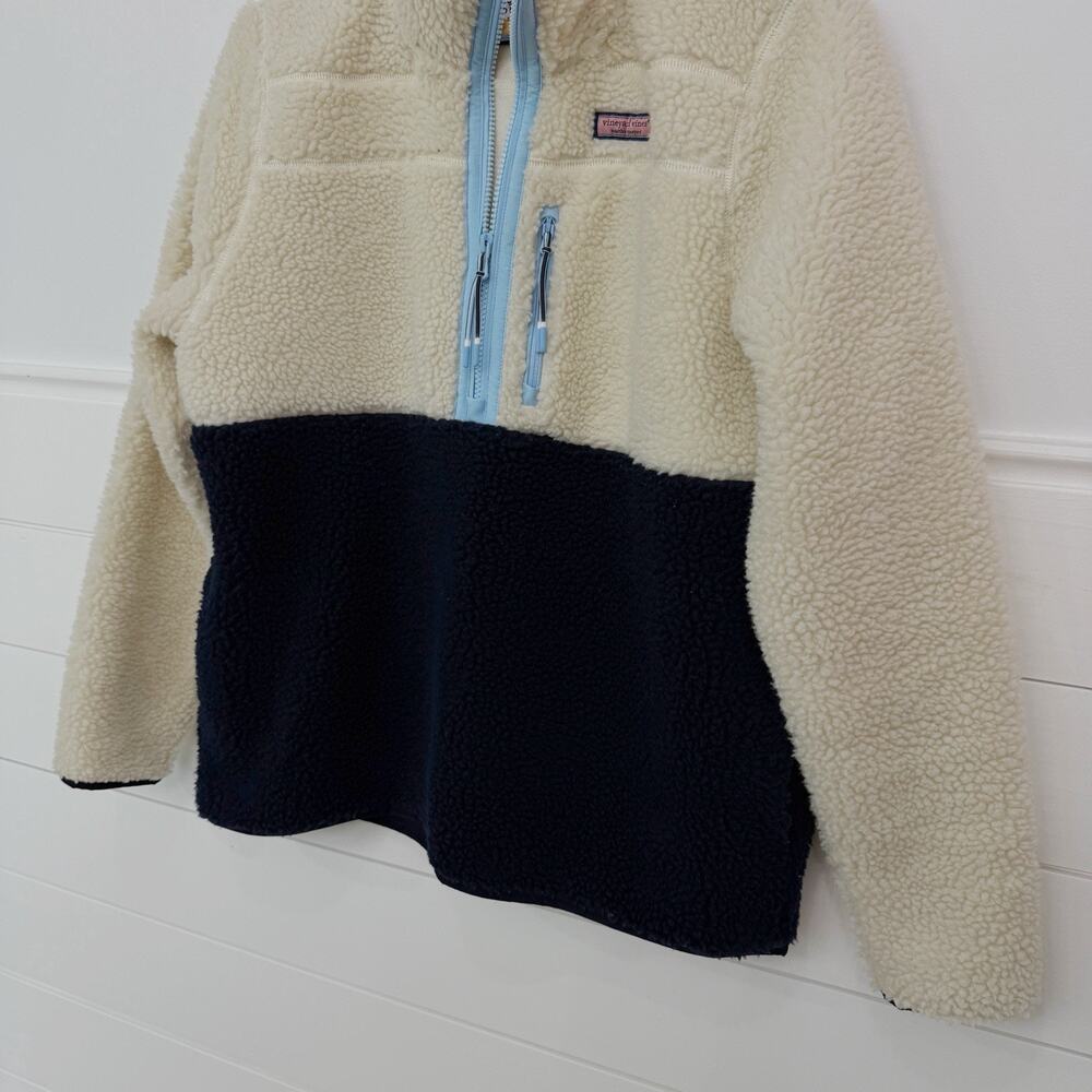 Vineyard Vines Shep Sherp Super Sherp Fleece Pullover Nautical Navy Cream M - Picture 3 of 7